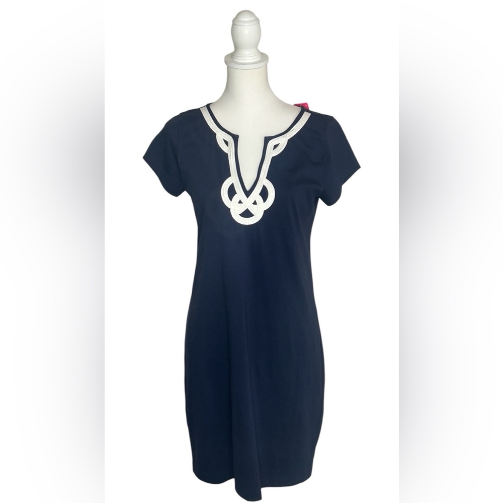 NWT Lilly Pulitzer Brewster Dress True Navy Sz M Nautical Resortwear Cruise - Picture 1 of 10